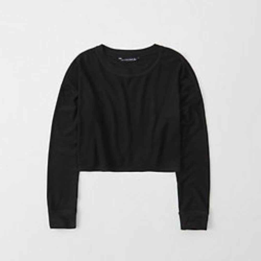 ABERCROMBIE - Women's Black Long-Sleeve Cropped Top XXS